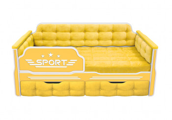 Кровать 170 серии Спорт 2 ящика 74 Жёлтый (мягкие боковые накладки) в Мазульском - mazulskij.mebel54.com | фото