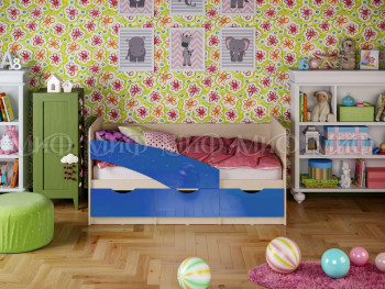 Кровать Бабочки 1,6м (Синий металлик) в Мазульском - mazulskij.mebel54.com | фото