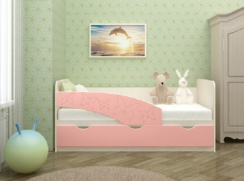 Кровать Бабочки 2,0м (Розовый металлик) в Мазульском - mazulskij.mebel54.com | фото