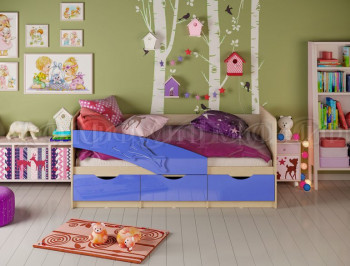 Кровать детская 1,6м Дельфин (Синий металлик) в Мазульском - mazulskij.mebel54.com | фото