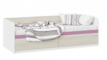 Кровать «Сканди» с 2 ящиками Дуб Гарден/Белый/Лиловый в Мазульском - mazulskij.mebel54.com | фото