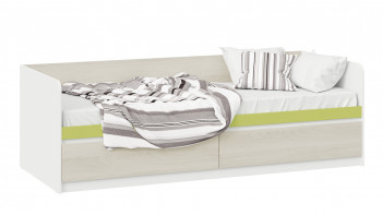 Кровать «Сканди» с 2 ящиками Дуб Гарден/Белый/Зеленый в Мазульском - mazulskij.mebel54.com | фото