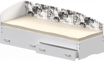 Кровать Софа-9 с мягкой спинкой с рисунком Милана (900х1900) Белый в Мазульском - mazulskij.mebel54.com | фото