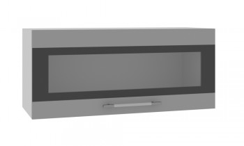Норд ШВГС 800 Шкаф верхний горизонтальный со стеклом (Софт черный/корпус Белый) в Мазульском - mazulskij.mebel54.com | фото