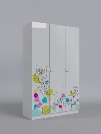 Шкаф 3-х створчатый с ящиками Флёр (Белый/корпус Выбеленное дерево) в Мазульском - mazulskij.mebel54.com | фото