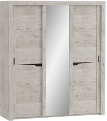 Шкаф трехдверный Соренто с раздвижными дверями Дуб бонифаций/Кофе структурный матовый в Мазульском - mazulskij.mebel54.com | фото