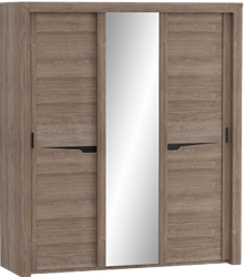 Шкаф трехдверный Соренто с раздвижными дверями Дуб стирлинг/Кофе структурный матовый в Мазульском - mazulskij.mebel54.com | фото